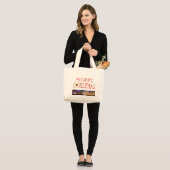 思いやりにカラフル満ちたクリスマスを過ごす ラージトートバッグ (正面(モデル))