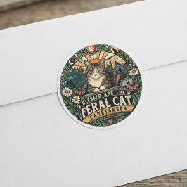 思いやりのあるクリーム色のレトロな野良猫 ラウンドシール