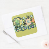 思いやりの漢字ステッカー –  スクエアシール (封筒)