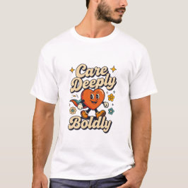 思いやりをもって 大胆に かわいいハートデザイン Tシャツ