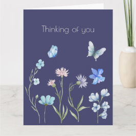 思いやりを込めたボタニカル ブルー フローラル カード