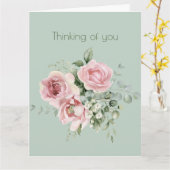 思いやりピンクの植物ローズ セージ カード (黄色い花)