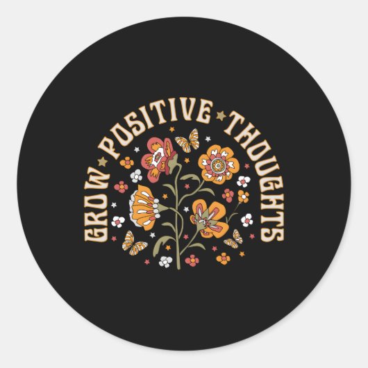 思いを前向き育て感動的花飾る ラウンドシール (正面)