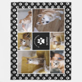 思い出が好きな黒い写真集でペットの足を描く フリースブランケット (正面)