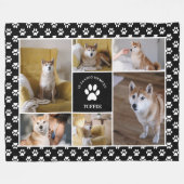 思い出が好きな黒い写真集でペットの足を描く フリースブランケット (正面(横))