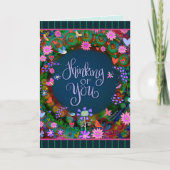 思い出させるあなた 気まぐれな花のハートのストライプ カード (正面)