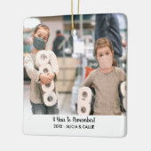 思い出すべき年～2020年おもしろいのクリスマスフォト セラミックオーナメント (左)