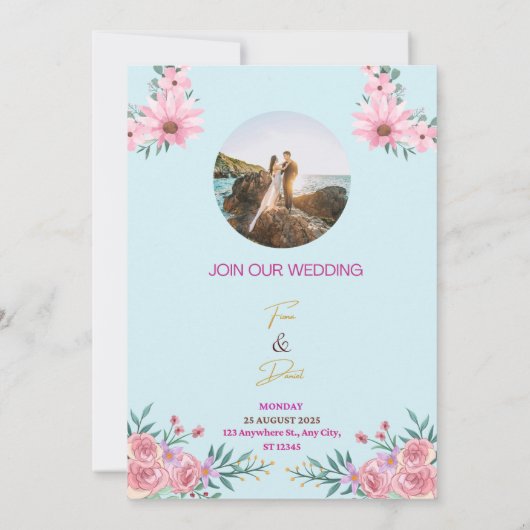 思い出すべき日 – 結婚式招待状とハート サンキューカード (裏面)