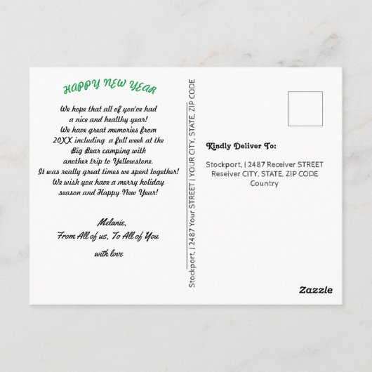 思い出とルミの名言と一緒に楽しい休日を ポストカード (裏面)