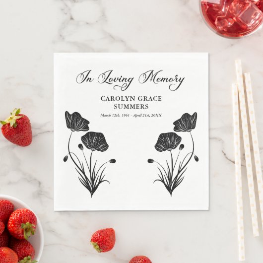 思い出にエレガント愛する葬儀のケシ スタンダードランチョンナプキン (インサイチュ)