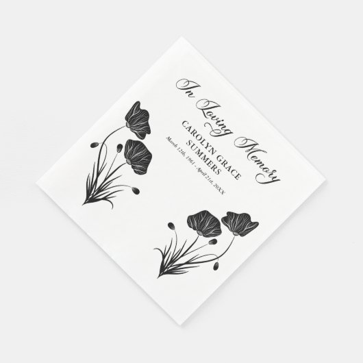 思い出にエレガント愛する葬儀のケシ スタンダードランチョンナプキン (角)