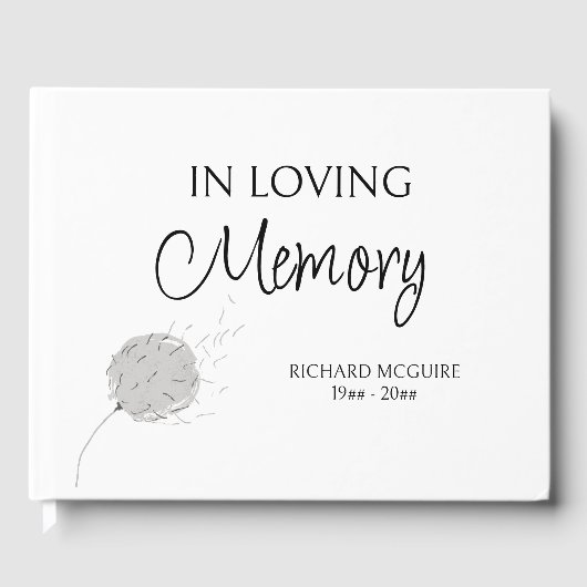 思い出にタンポポの追悼の意を表して ゲストブック (正面)