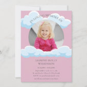 思い出にピンクの雲の子の葬儀モダン 招待状 (正面)