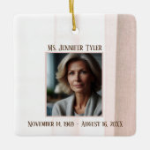 思い出にピンク色の葬儀記念 セラミックオーナメント (正面)