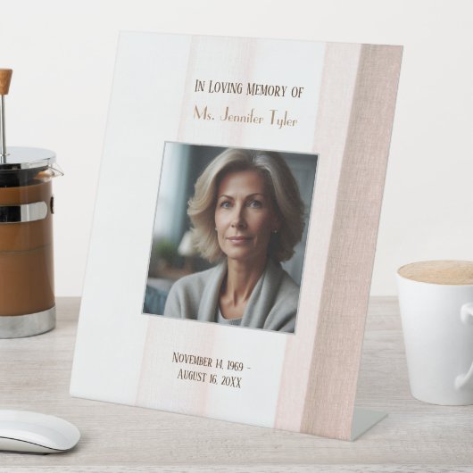 思い出にピンク色の葬式エレガント追悼碑 台座サイン (インサイチュ)