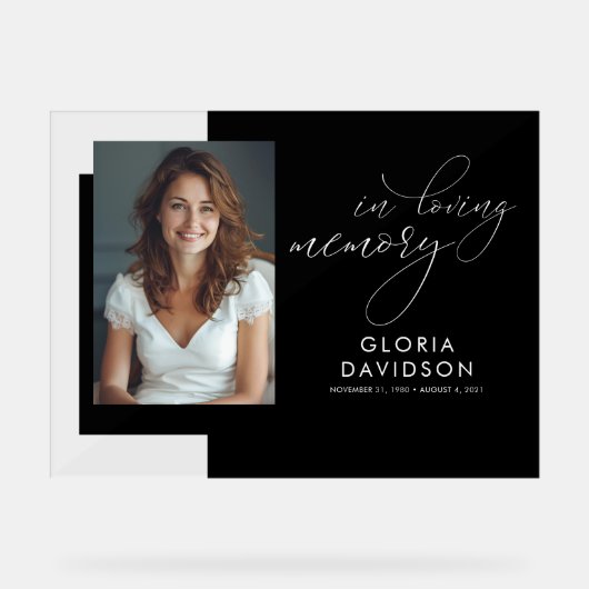 思い出に包まエレガントれモダンる葬儀写真 アクリルサイン (正面)