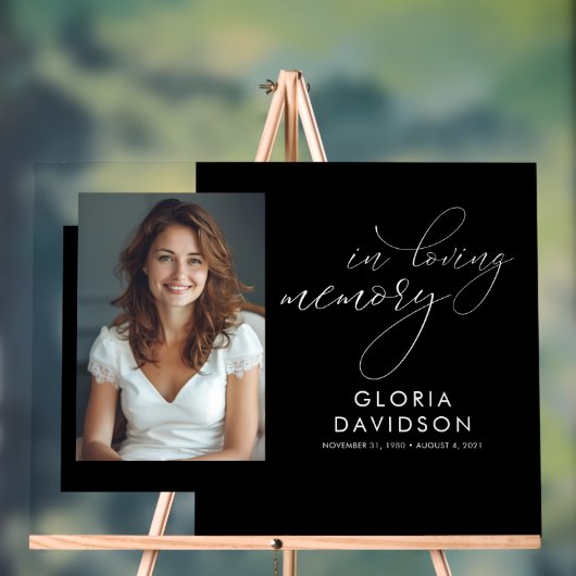 思い出に包まエレガントれモダンる葬儀写真 アクリルサイン (ニュートラル)