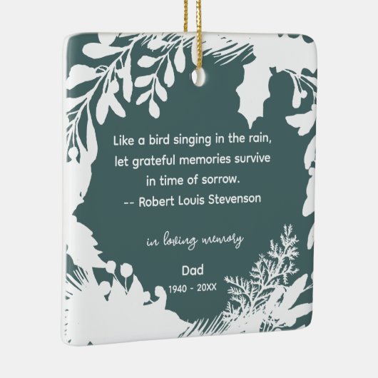 思い出に感謝の思い出引用文緑の写真 セラミックオーナメント (右)