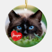 思い出に残されたペットの記念猫写真 セラミックオーナメント (正面)