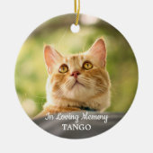 思い出に残されたペットシンプルの記念猫写真 セラミックオーナメント (正面)