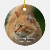 思い出に残されたペットシンプルの記念猫写真 セラミックオーナメント (裏面)