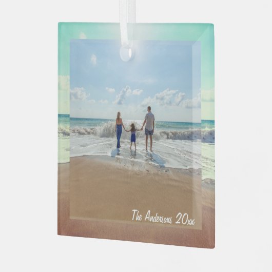 思い出に残るカスタム家族の写真を作成 ガラスオーナメント (正面左)