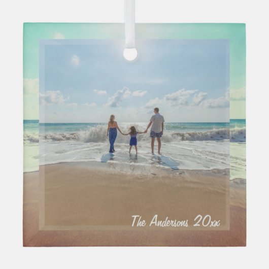 思い出に残るカスタム家族の写真を作成 ガラスオーナメント (正面)