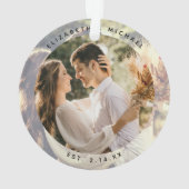 思い出に残るカスタム自分の写真を結婚作成する オーナメント (裏面)