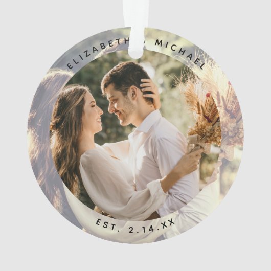 思い出に残るカスタム自分の写真を結婚作成する オーナメント (裏面)