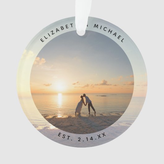 思い出に残るカスタム自分の写真を結婚作成する オーナメント (正面)