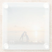 思い出に残るカスタム自分の写真を結婚作成する ガラスコースター (裏面)