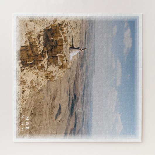 思い出に残るカスタム自分の写真を結婚作成する ジグソーパズル (横)