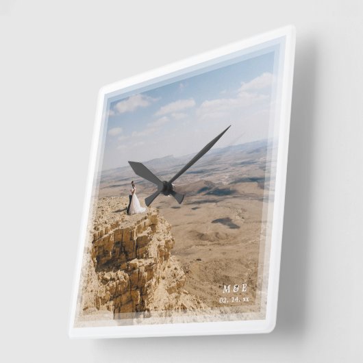 思い出に残るカスタム自分の写真を結婚作成する スクエア壁時計 (傾斜)