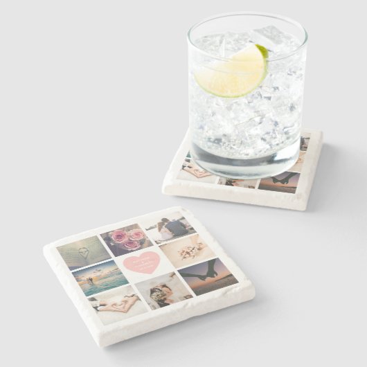 思い出に残るカスタム自分の写真を結婚作成する ストーンコースター (横)