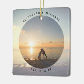 思い出に残るカスタム自分の写真を結婚作成する セラミックオーナメント (左)