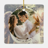 思い出に残るカスタム自分の写真を結婚作成する セラミックオーナメント (裏面)