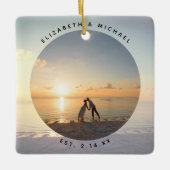 思い出に残るカスタム自分の写真を結婚作成する セラミックオーナメント (正面)
