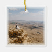 思い出に残るカスタム自分の写真を結婚作成する セラミックオーナメント (正面)