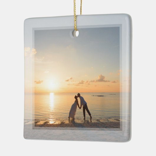思い出に残るカスタム自分の写真を結婚作成する セラミックオーナメント (左)