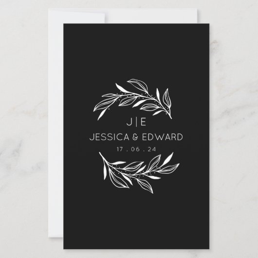 思い出に残る写真Qrコードブラックシックモダン結婚ズ (裏面)