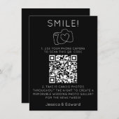 思い出に残る写真Qrコードブラックシックモダン結婚ズ (正面/裏面)