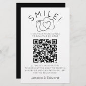 思い出に残る写真Qrコードブラックシックモダン結婚ズ 便箋 (正面/裏面)