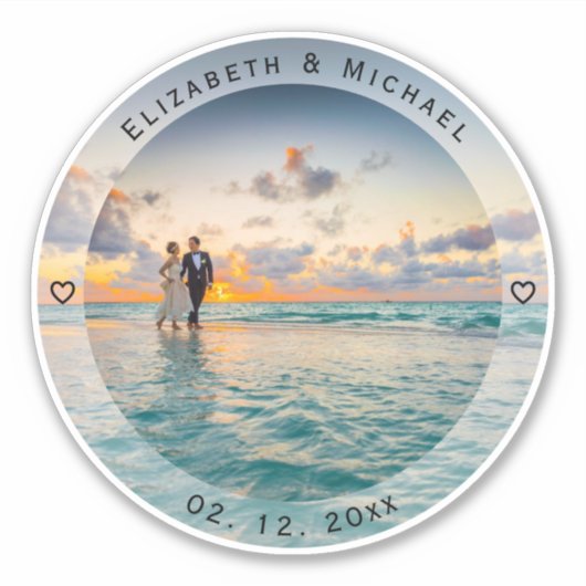 思い出に残る新しい写真結婚を作結婚成する シール (正面)