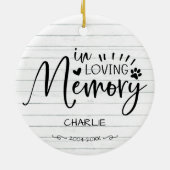 思い出に残る猫や犬のペット記念碑 セラミックオーナメント (裏面)