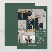 思い出に残る1年　６枚の写真コラージュ　緑 シーズンカード (正面/裏面)