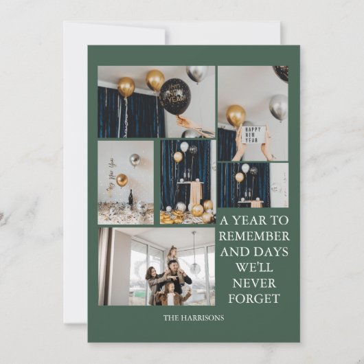 思い出に残る1年　6枚の写真コラージュ　緑 シーズンカード (正面)