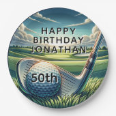 思い出に残る50番目の誕生日ゴルフお祝い ペーパープレート (正面)