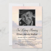 思い出に沈む夕日の葬儀写真 招待状 (正面)