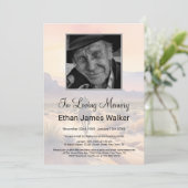 思い出に沈む夕日の葬儀写真 招待状 (スタンド正面)