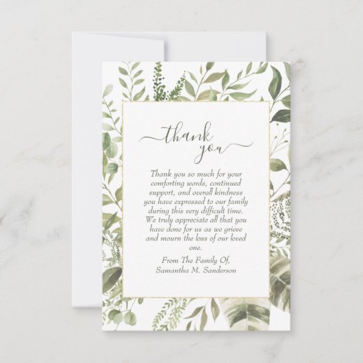 思い出に緑の水色を葬式 サンキューカード (正面)